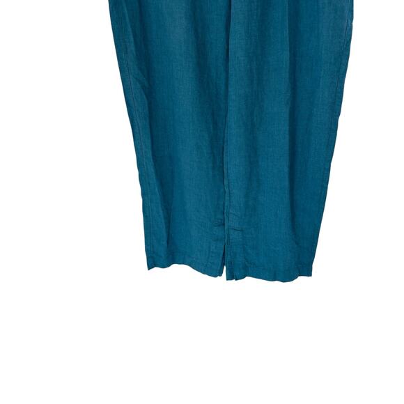 Athleta Green Relaxed Lagenlook Retreat Linen Mid Rise Wide Leg Pant Size 16 - Picture 4 of 13